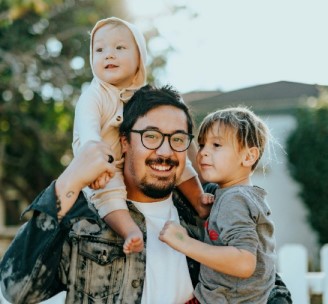 Happy family with children